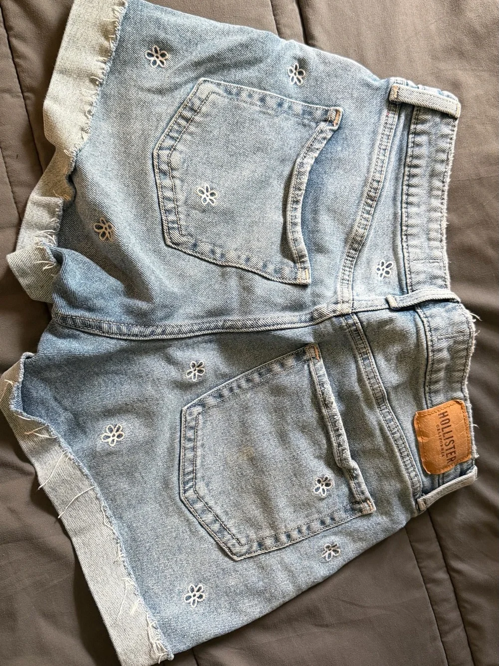 Hollister Light Blue Embroidered Denim Shorts